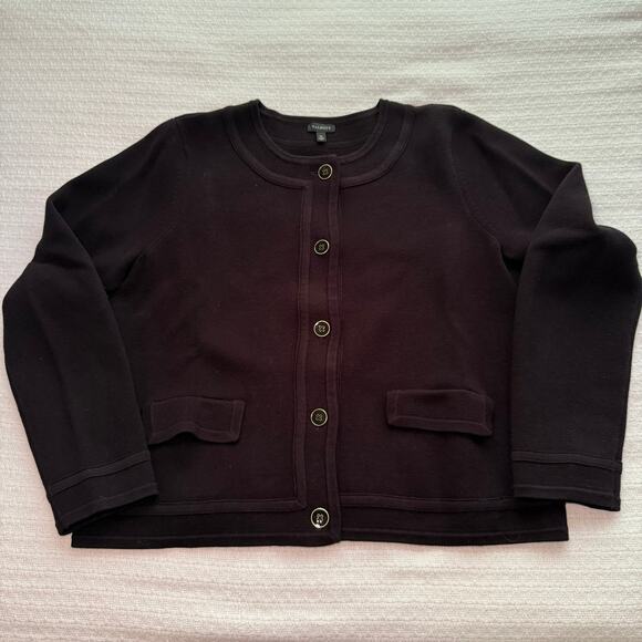 XL Talbots Black Crewneck Cardigan - Picture 1 of 6
